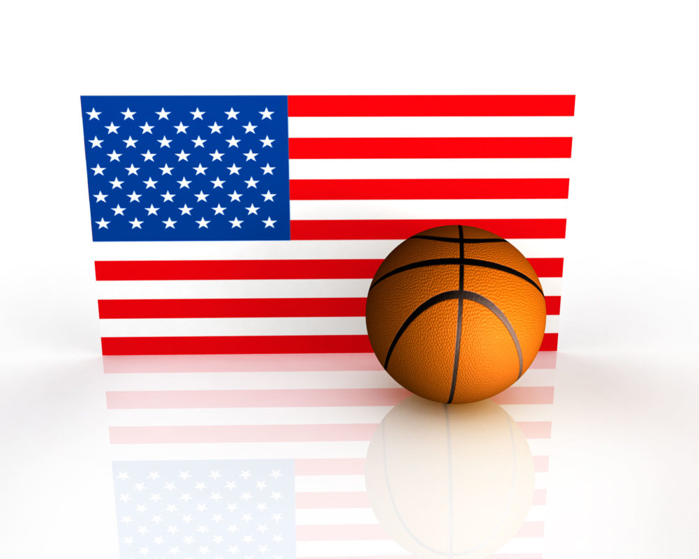 Flag of America With Basketball Stock Photo