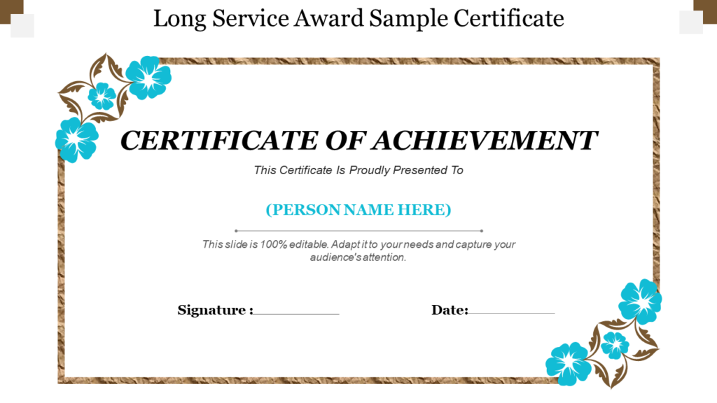 Long Service Award Sample Certificate