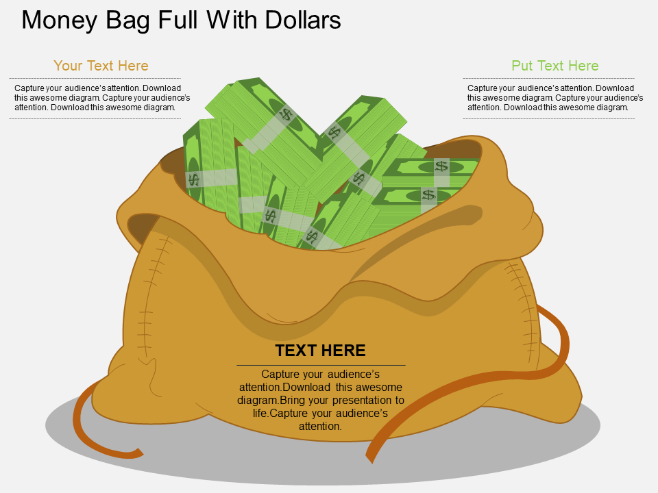 Money Bag Full of Dollars Flat PowerPoint Design