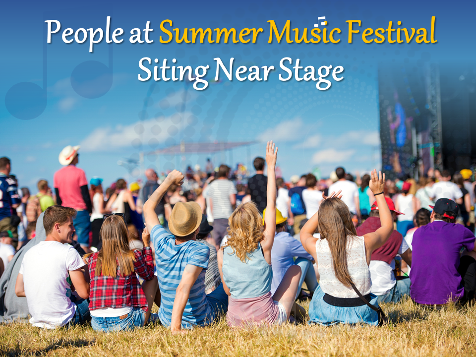 People At Summer Music Festival Siting Near Stage