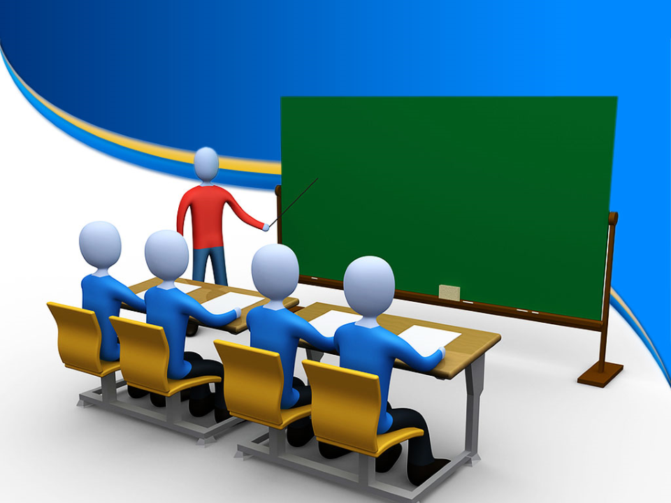 Teacher with Students PowerPoint Background Theme