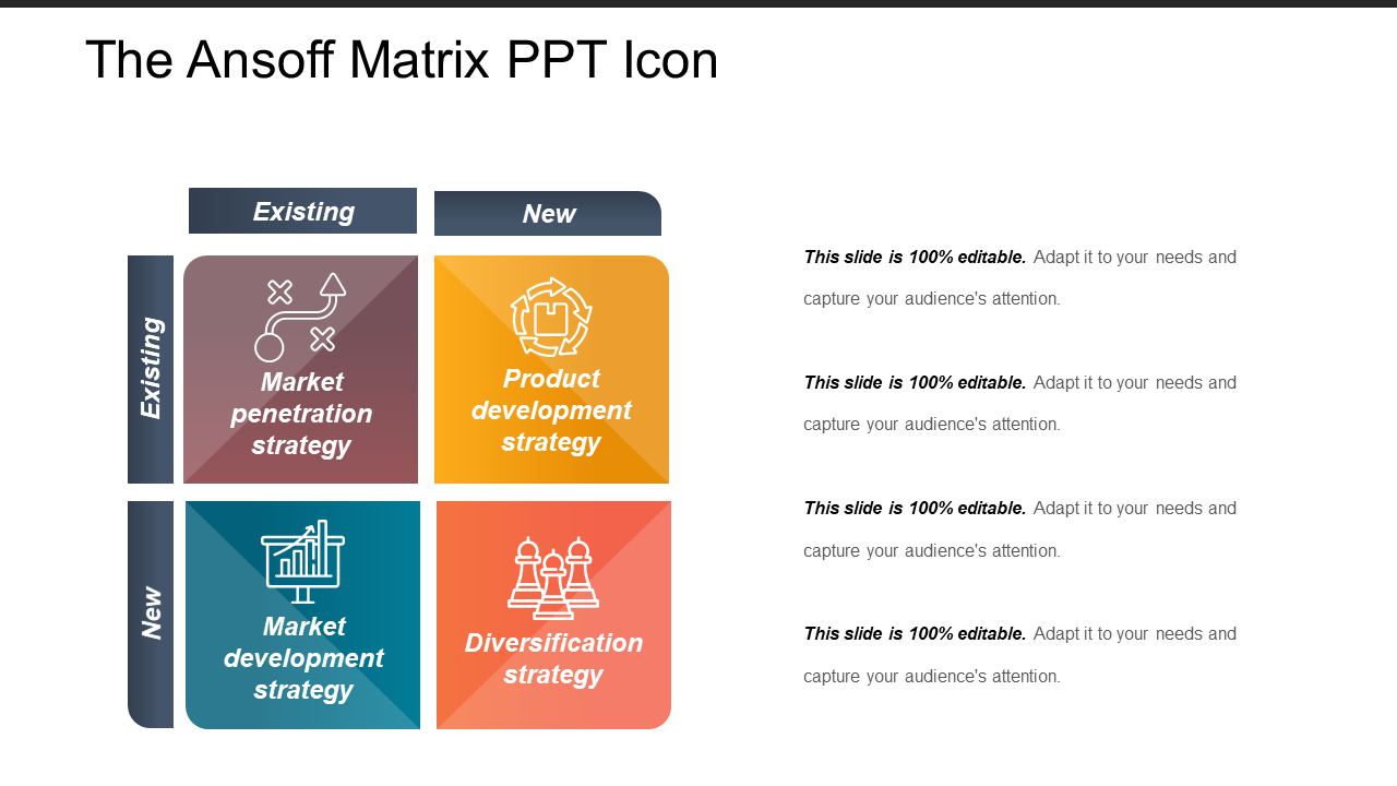 The Ansoff Matrix PPT Icon