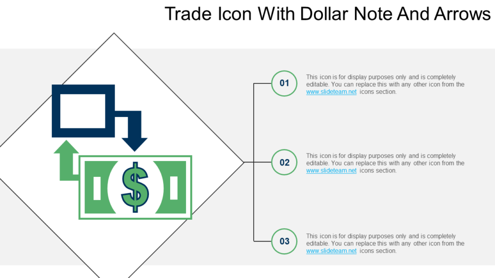 Trade Icon with Dollar Note and Arrows