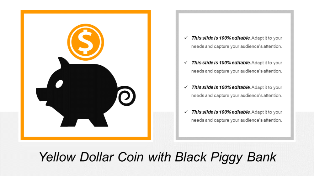 Yellow Dollar Coin with Black Piggy Bank