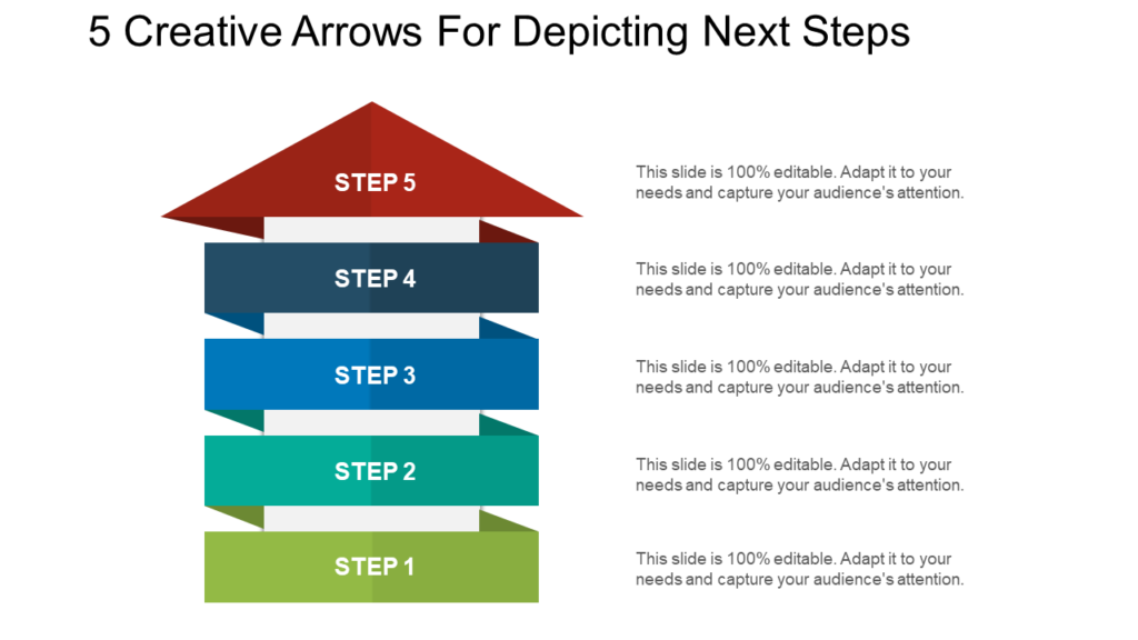 5 Creative Arrows For Depicting Next Steps PowerPoint Shapes