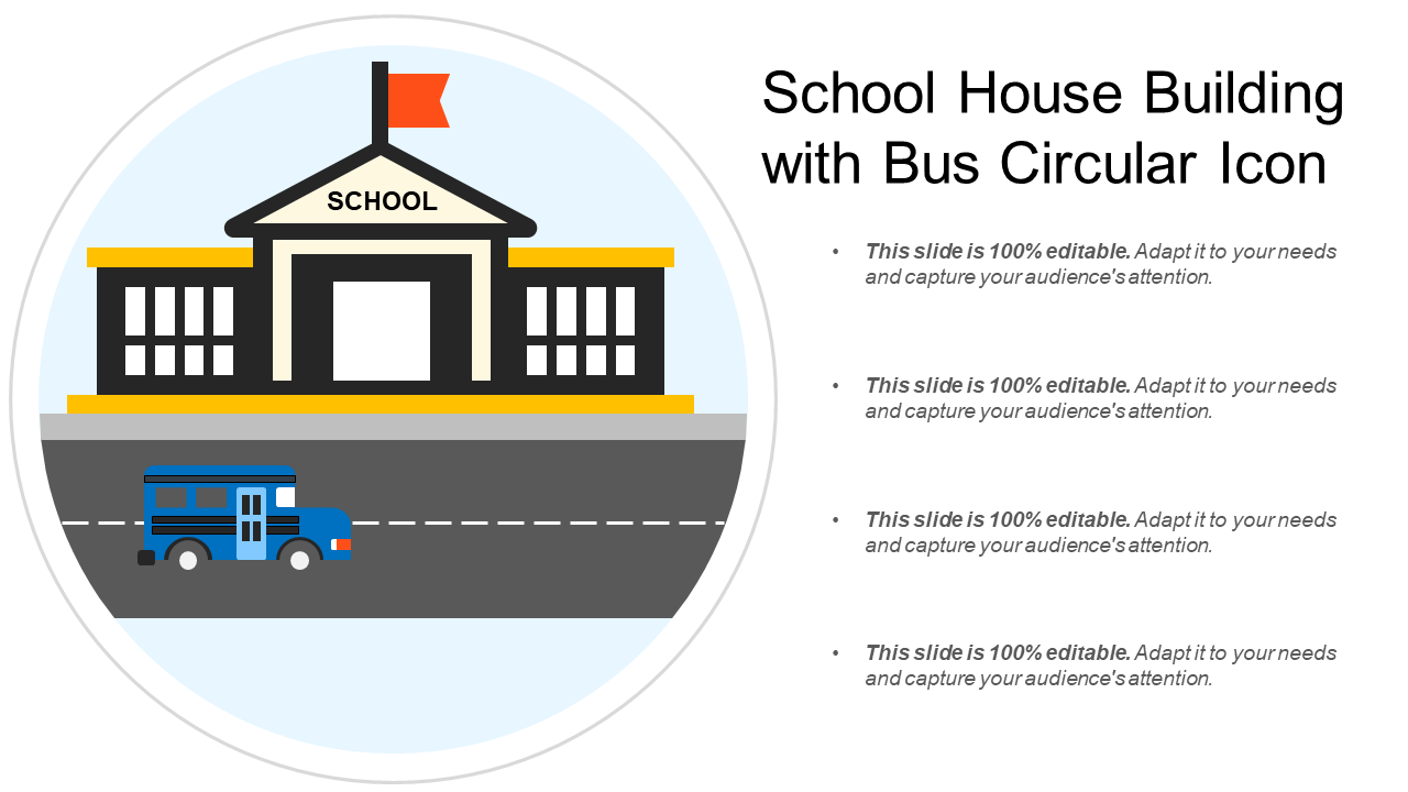 School House Building With Bus
