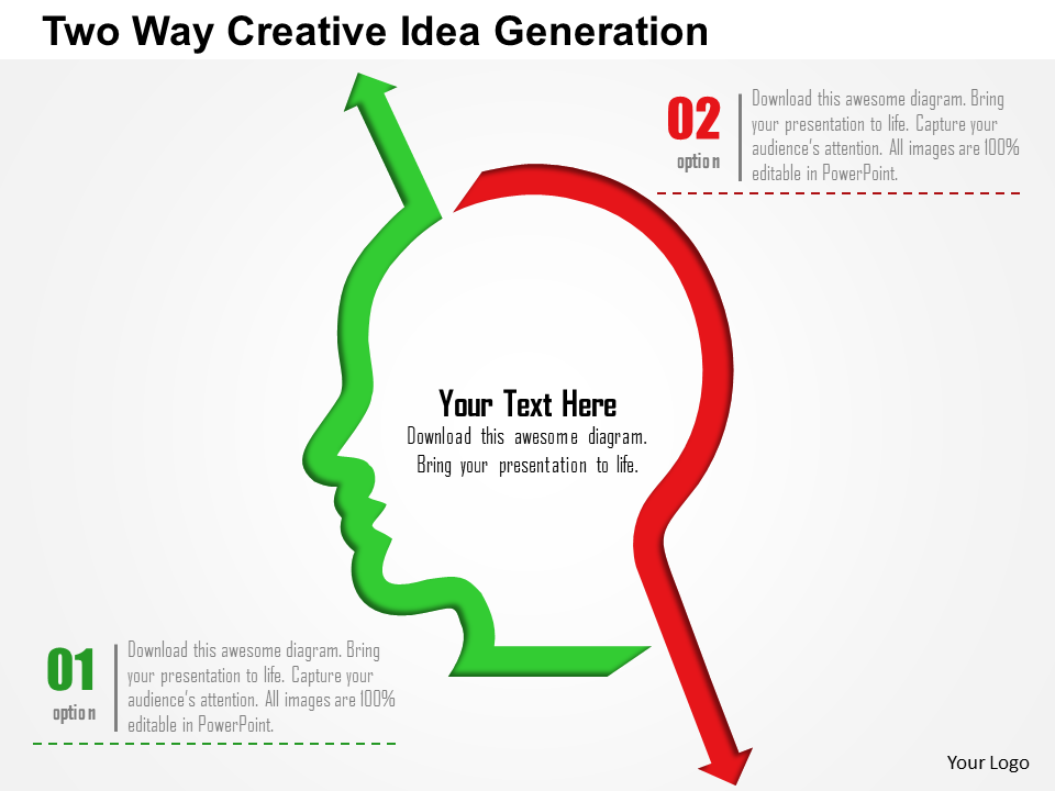Two Way Creative Idea Generation PowerPoint Template