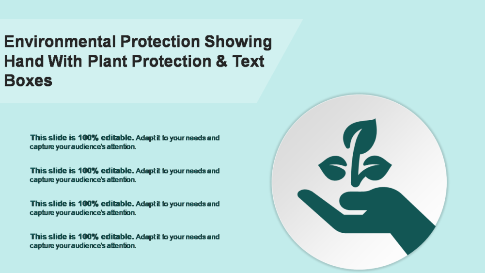 Environmental Protection Showing Hand With Plant Protection And Text Boxes