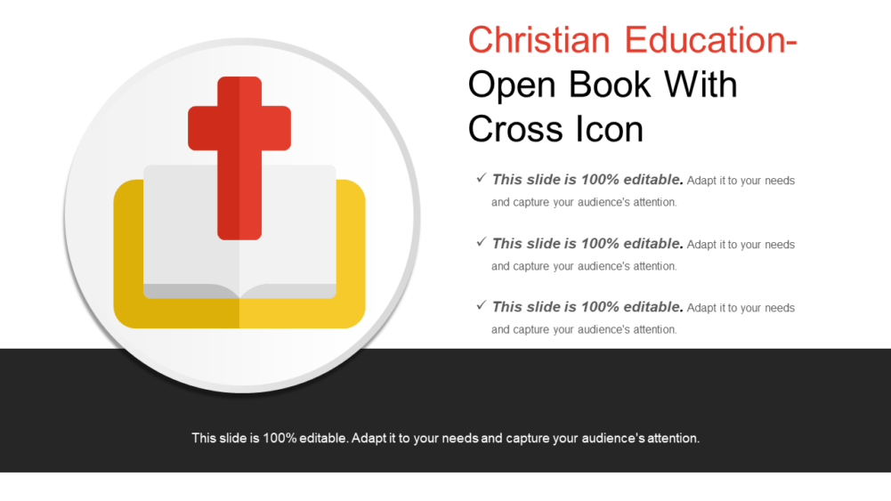 Christian Education Open Book With Cross Icon