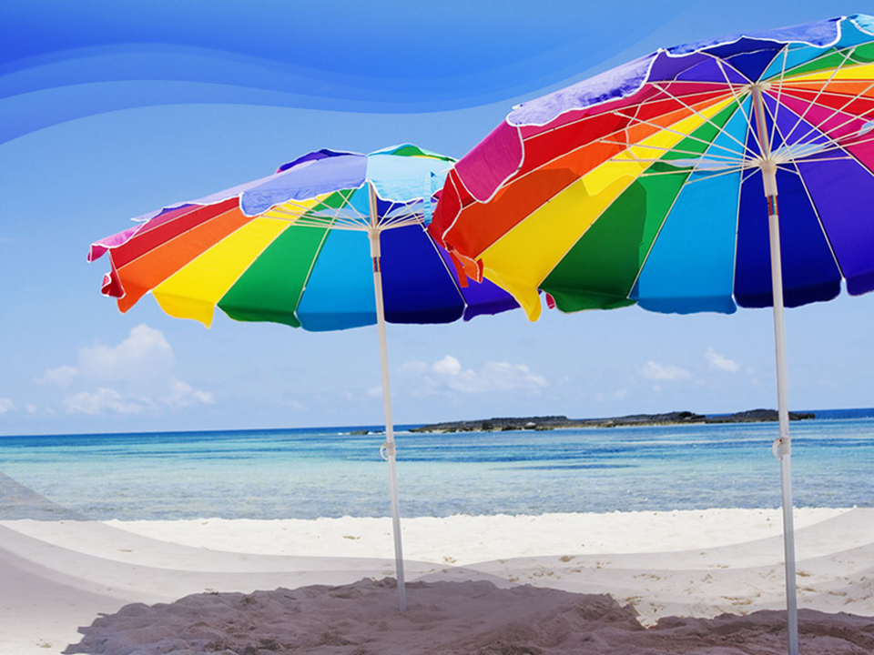 Beach Umbrellas Holidays PowerPoint Templates And PowerPoint Backgrounds