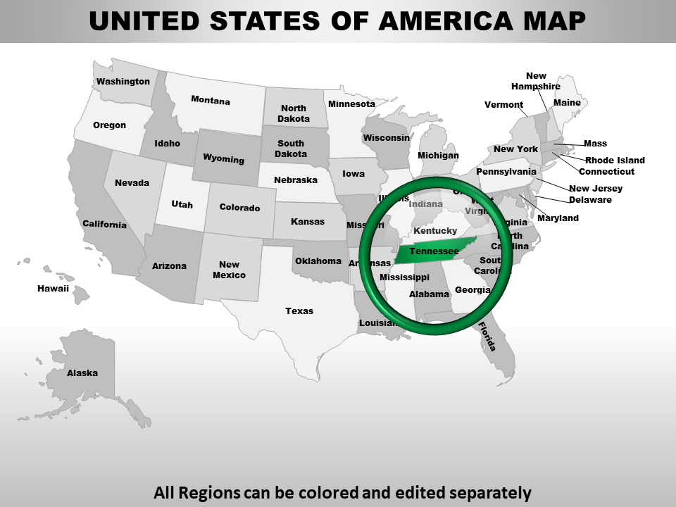 USA Tennessee State PowerPoint Maps