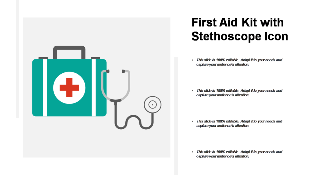 First Aid Kit with Stethoscope PowerPoint Slide