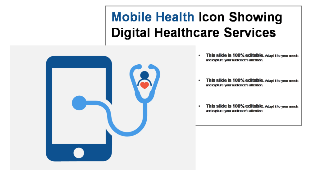 Mobile Health Icon Showing Digital Healthcare Services PowerPoint Template