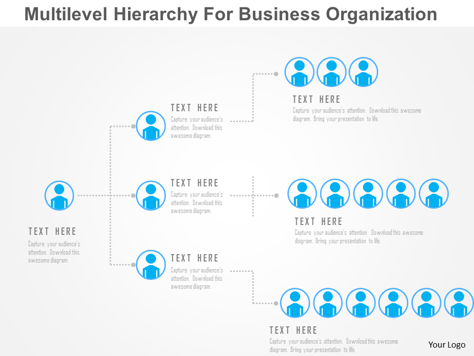 Multilevel Hierarchy For Business Organization Flat PowerPoint Design