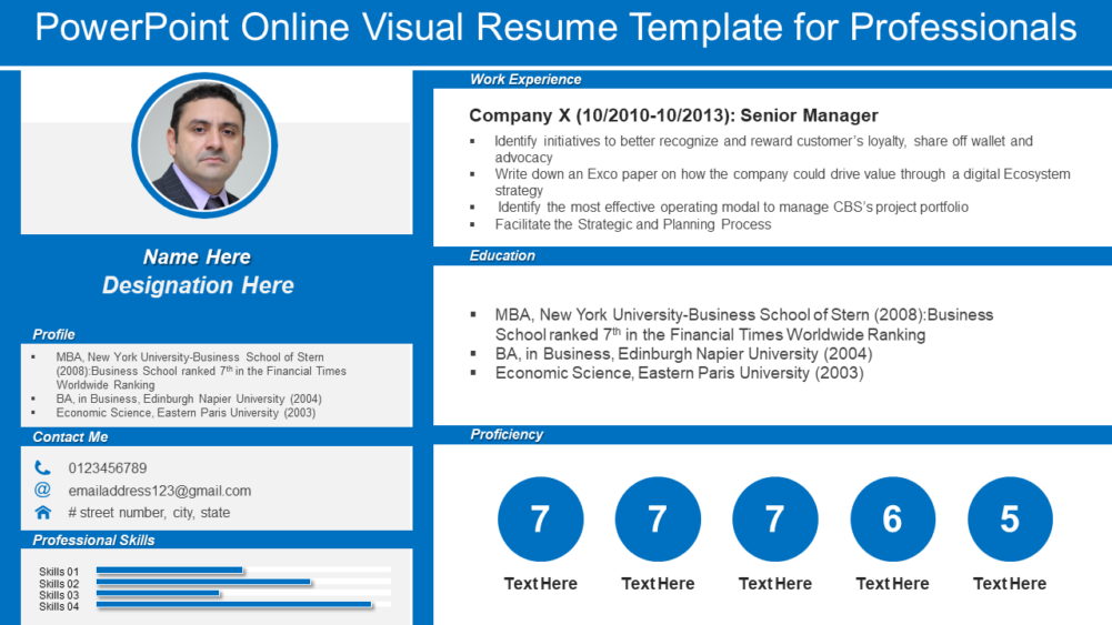 PowerPoint Online Visual Resume Template For Professionals