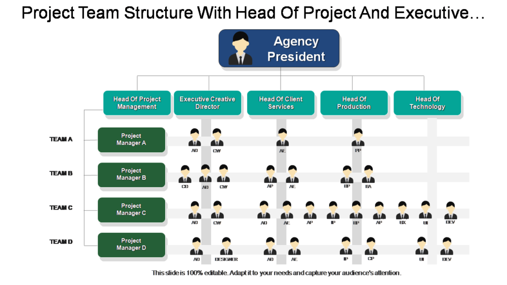 Project Team Structure With Head Of Project And Executive Creative Directors