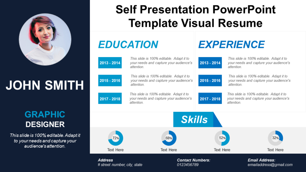 Self Presentation PowerPoint Template Visual Resume