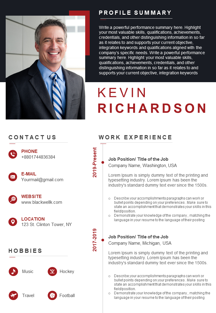 Visual Resume Example With Key Skills Section