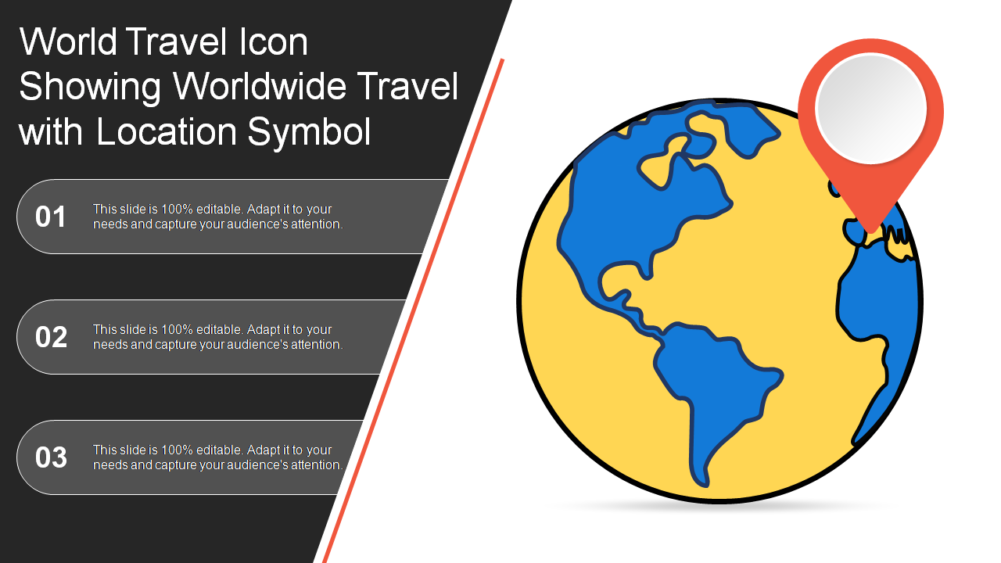 World Travel Icon Showing Worldwide Travel With Location Symbol