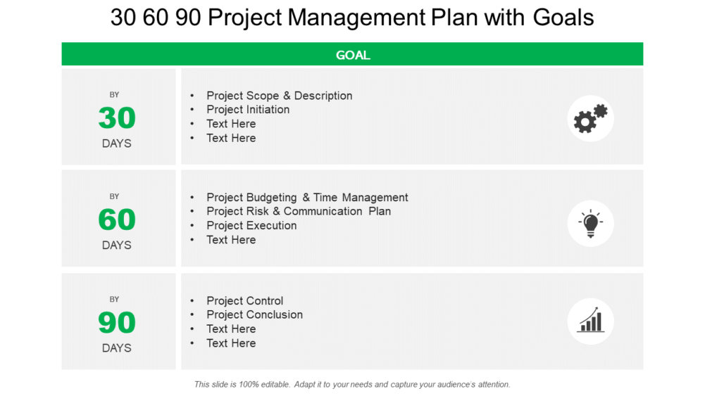 30 60 90 Project Management Plan With Goals