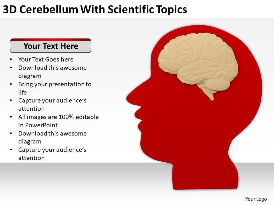 3D Cerebellum With Scientific Topics PPT Graphics Icons PowerPoint