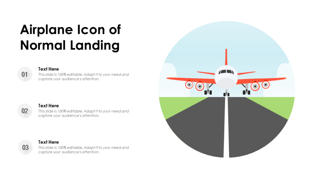 Airplane Icon Of Normal Landing