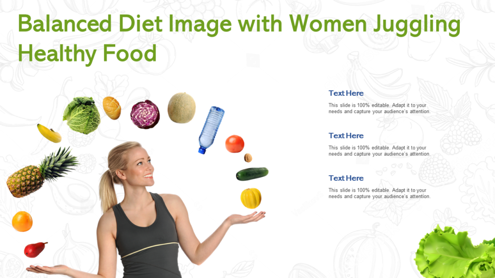 Balanced Diet Image With Women Juggling Healthy Food