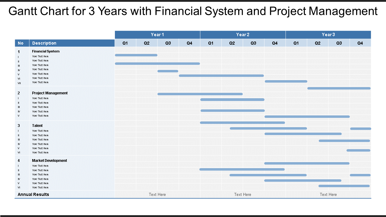 Gantt Chart for 3 Years with Financial System and Project Management 