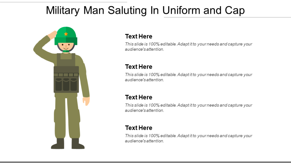 Military Man Saluting In Uniform And Cap