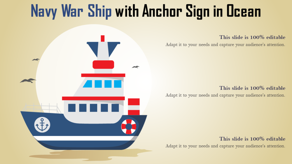 Navy War Ship With Anchor Sign