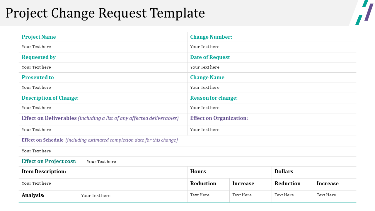 Project Change Request Template PPT