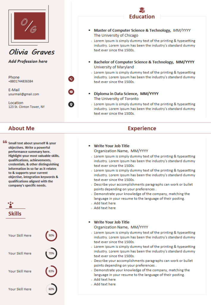 Resume Template 74 Resume Template 74