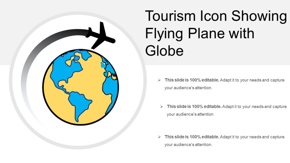 Tourism Icon Showing Flying Plane With Globe