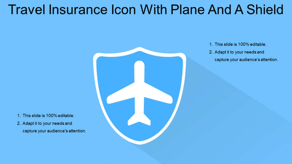 Travel Insurance Icon With Plane And A Shield