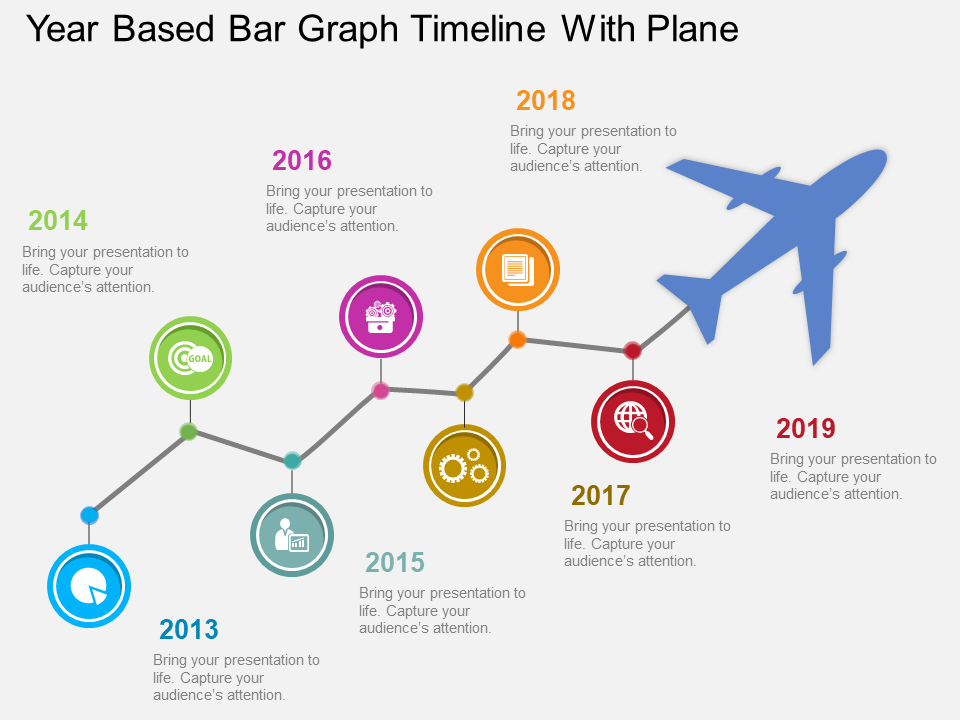 Year Based Bar Graph Timeline With Plane