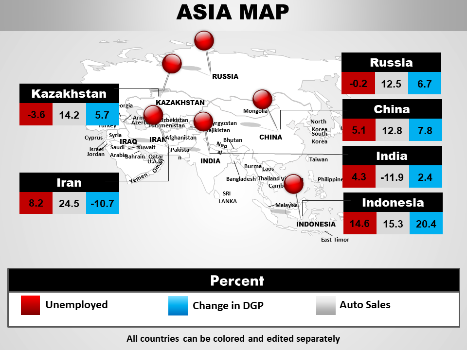 Asia Continents Map PPT Theme
