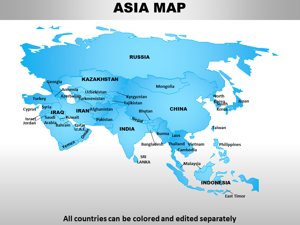 Asia Continents PowerPoint Maps