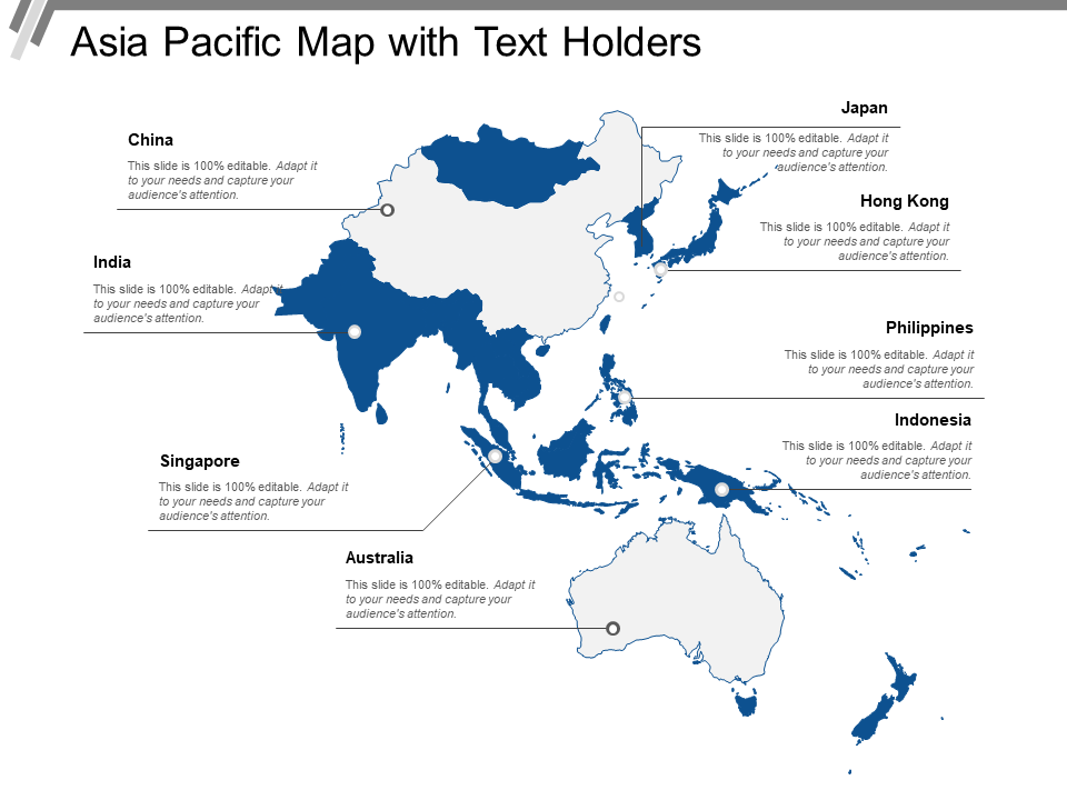 Asia Pacific Map with Text Holders
