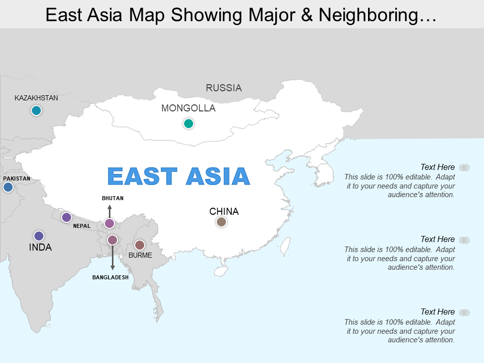 East Asia Map Showing Major and Neighbouring Countries