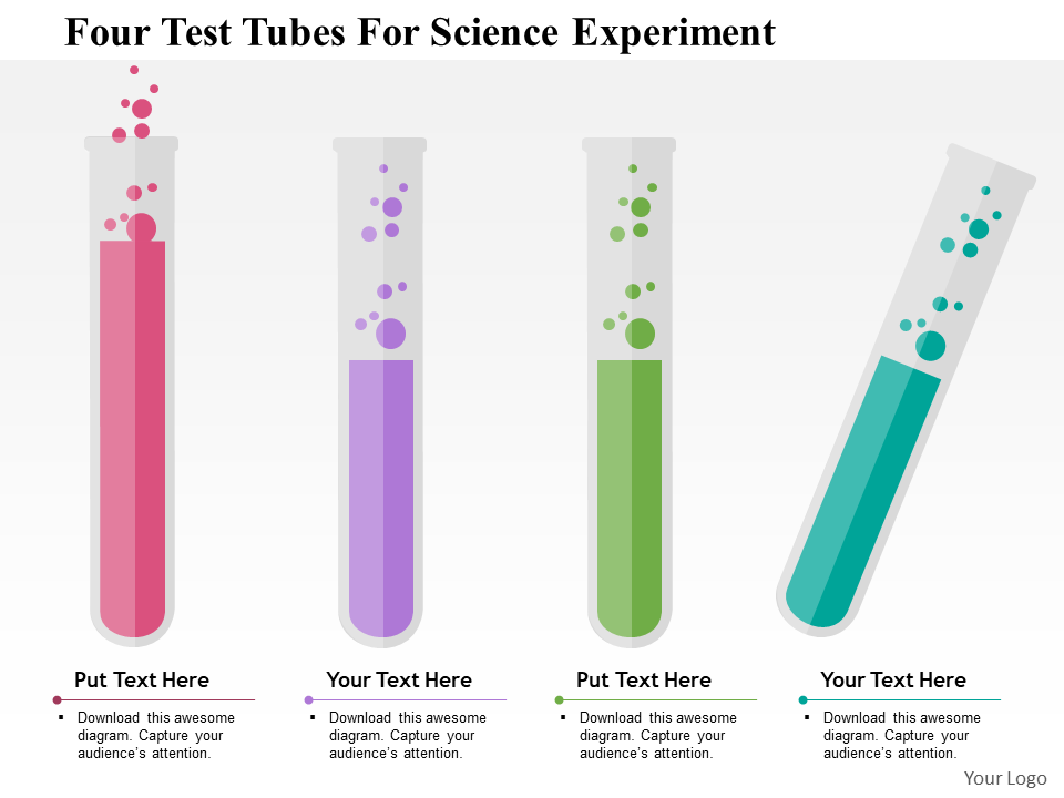 Four Test Tubes For Science Experiment Flat PowerPoint Design-