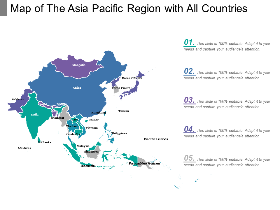 Map of The Asia Pacific Region with All Countries