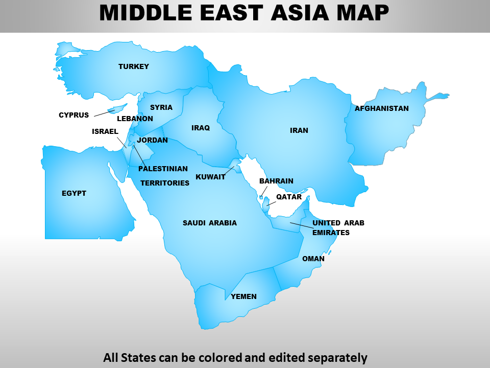 Middle East Asia Continents PowerPoint Maps