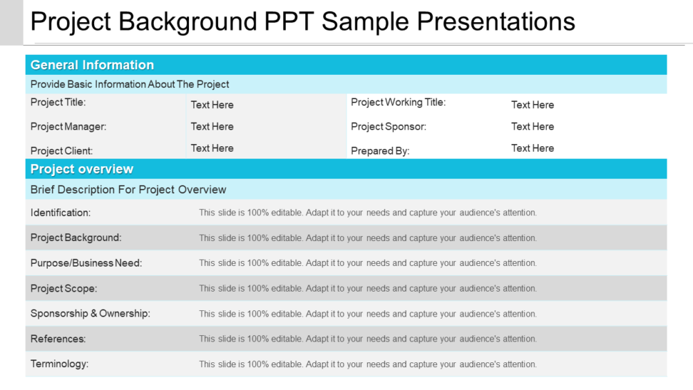 Project Background PPT Sample Presentations