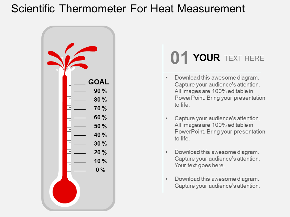 Scientific Thermometer For Heat Measurement Flat PowerPoint Design