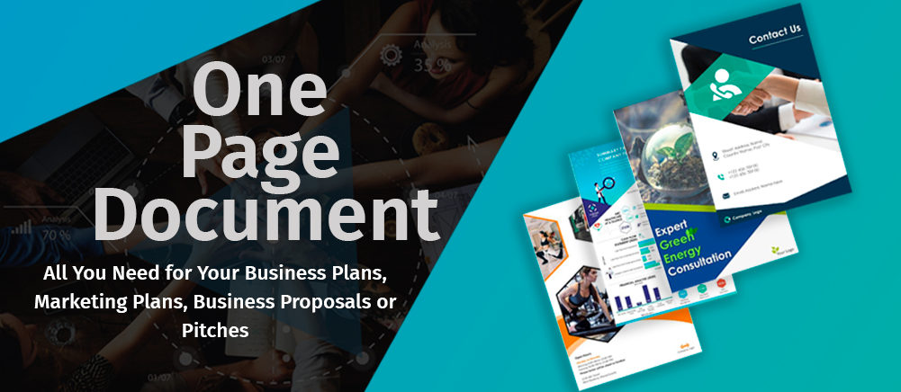 One Page Document -  All You Need for Your Business Plans, Marketing Plans, Business Proposals or Pitches