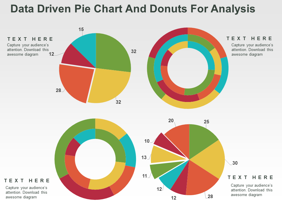 Data Driven Pie Chart And Donuts For Analysis