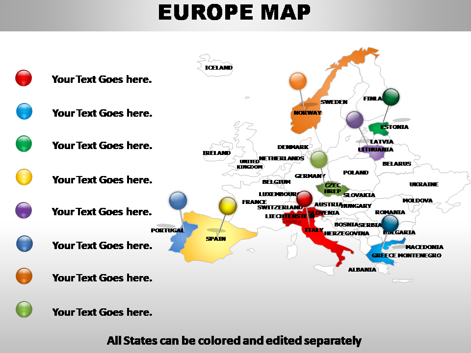 Europe Map Template 5