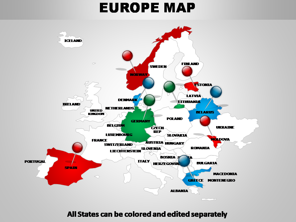 Europe Map Template 8