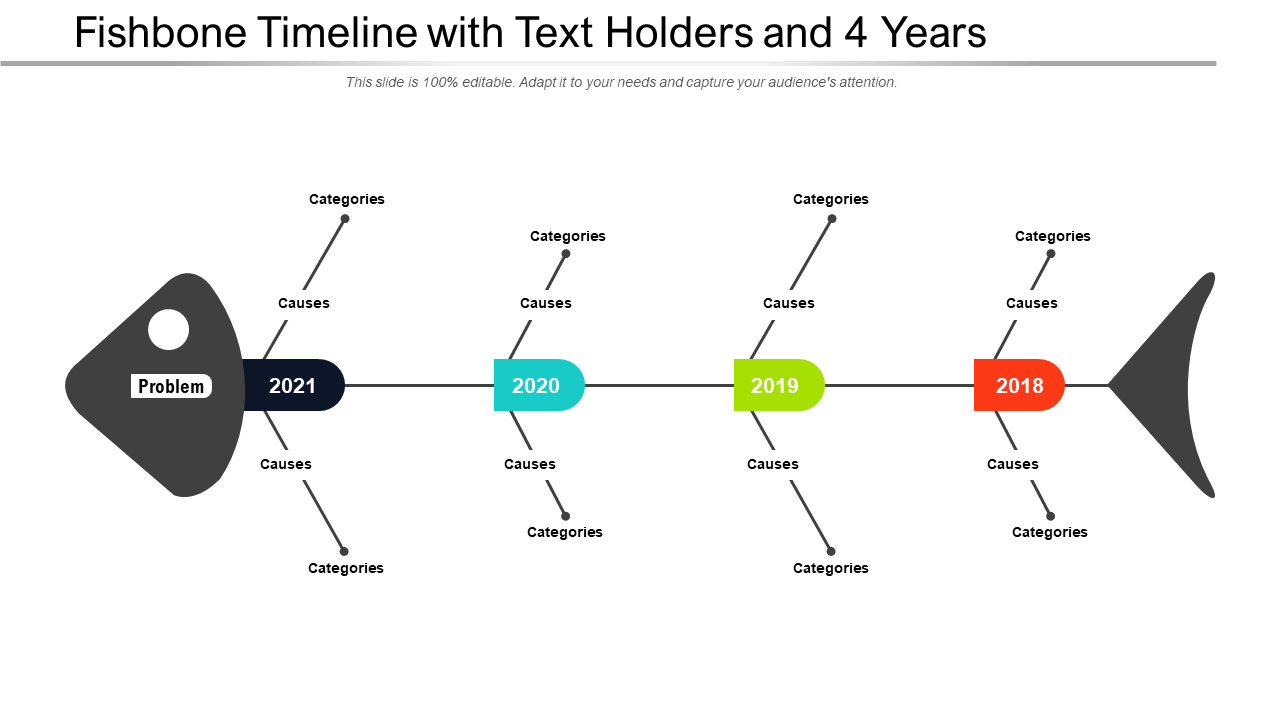 Fishbone Timeline With Text Holders And 4 Years