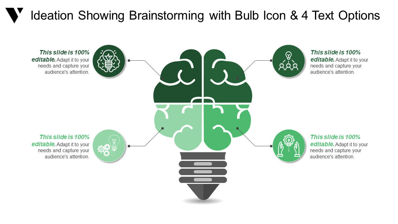 Ideation Showing Brainstorming With Bulb Icon